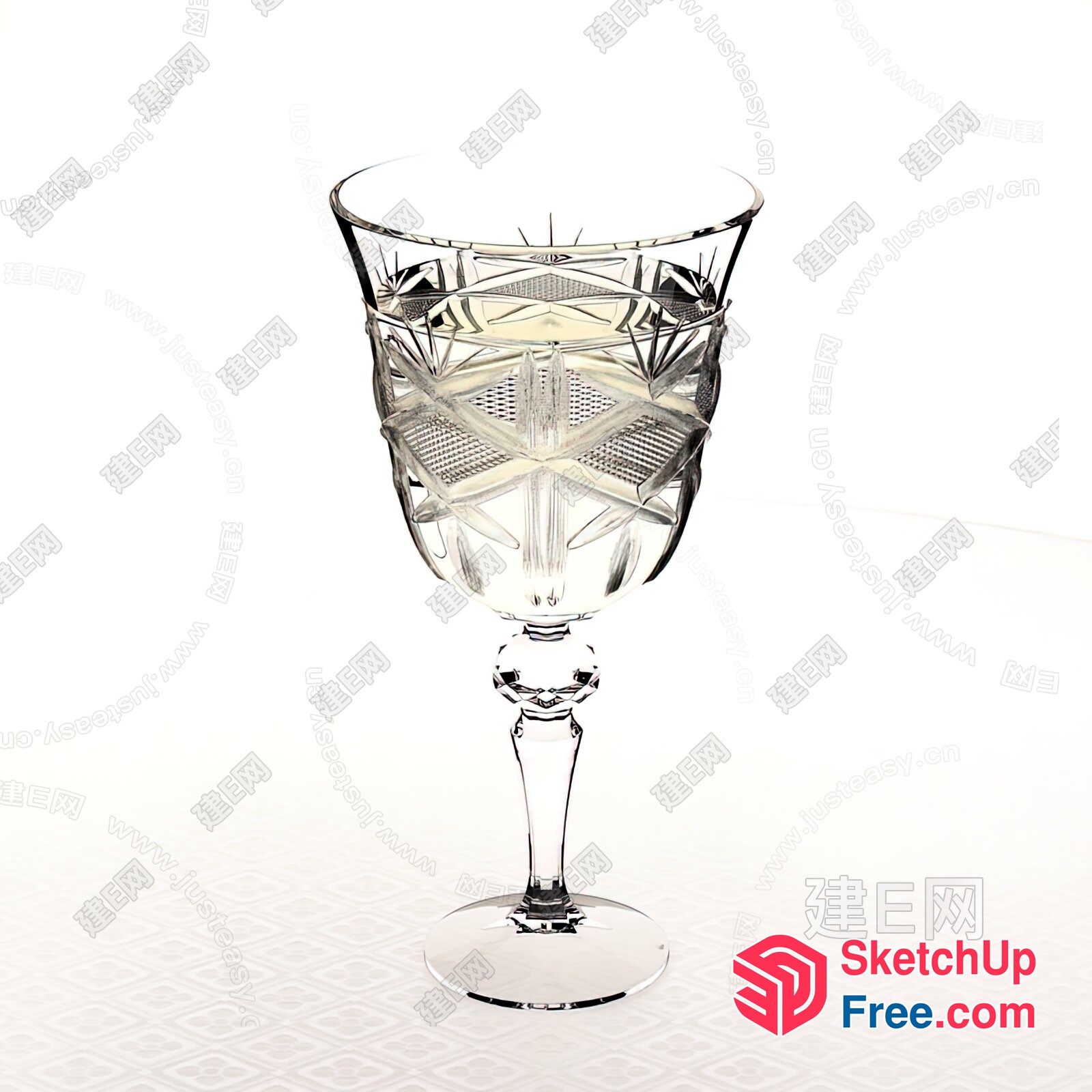 Intricate Glass Vessel With Ornate Stem 3D SketchUp File