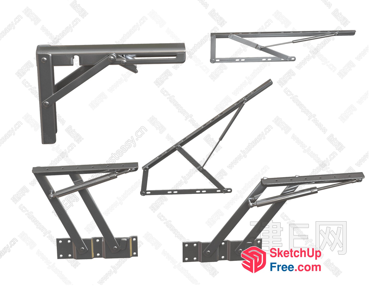 Metal Folding Shelf Bracket Set 3D SketchUp File