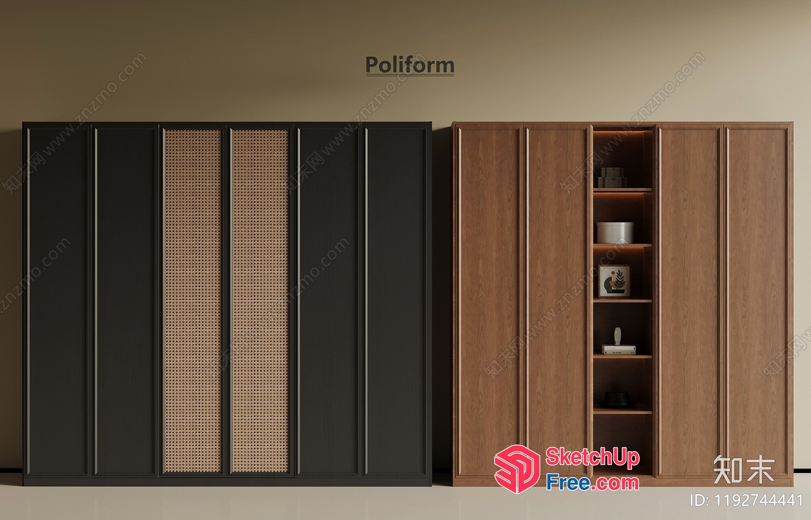 Modern Wardrobe Design With Rattan Accents 3D SketchUp File