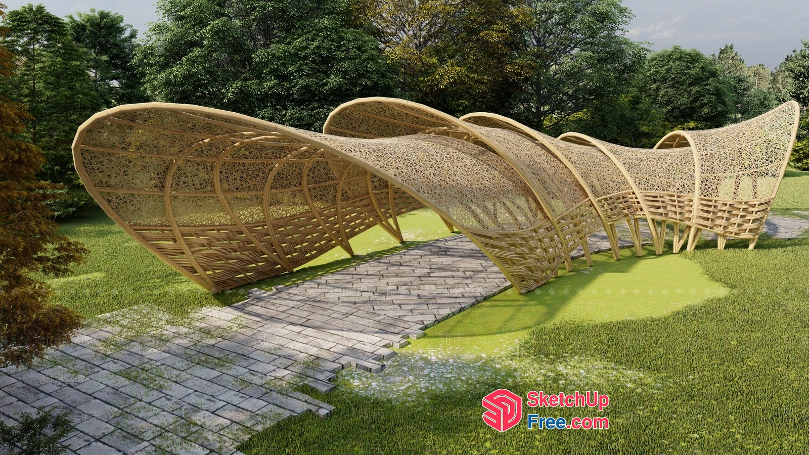 Curved Bamboo Structure 3D SketchUp File