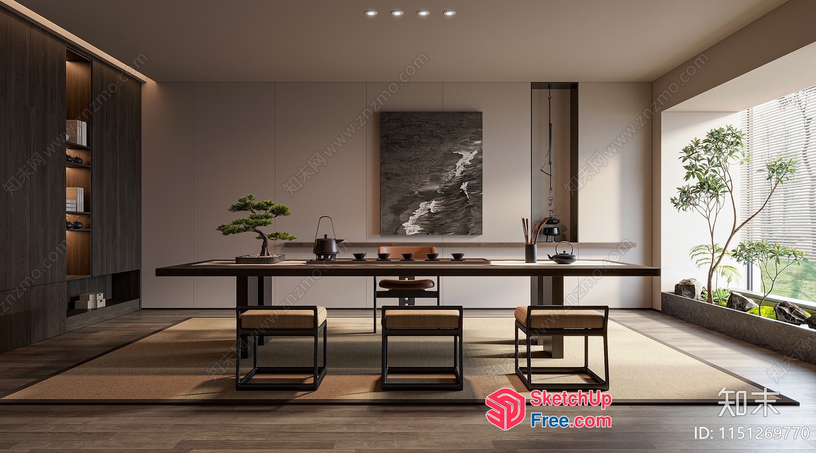 Elegant And Modern Japanese-Inspired Dining Room 3D SketchUp File