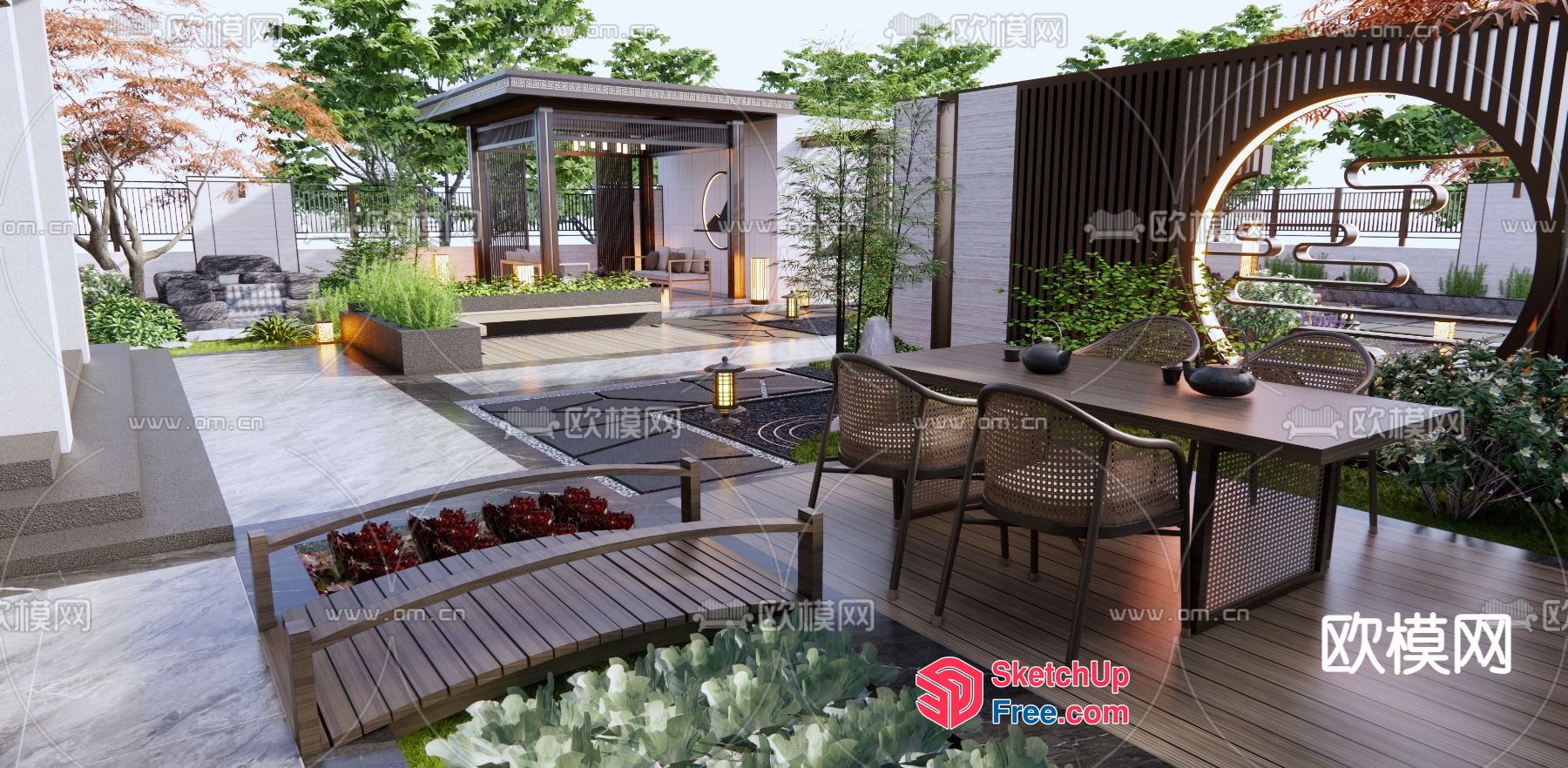 Serene Japanese-Style Garden Oasis 3D SketchUp File