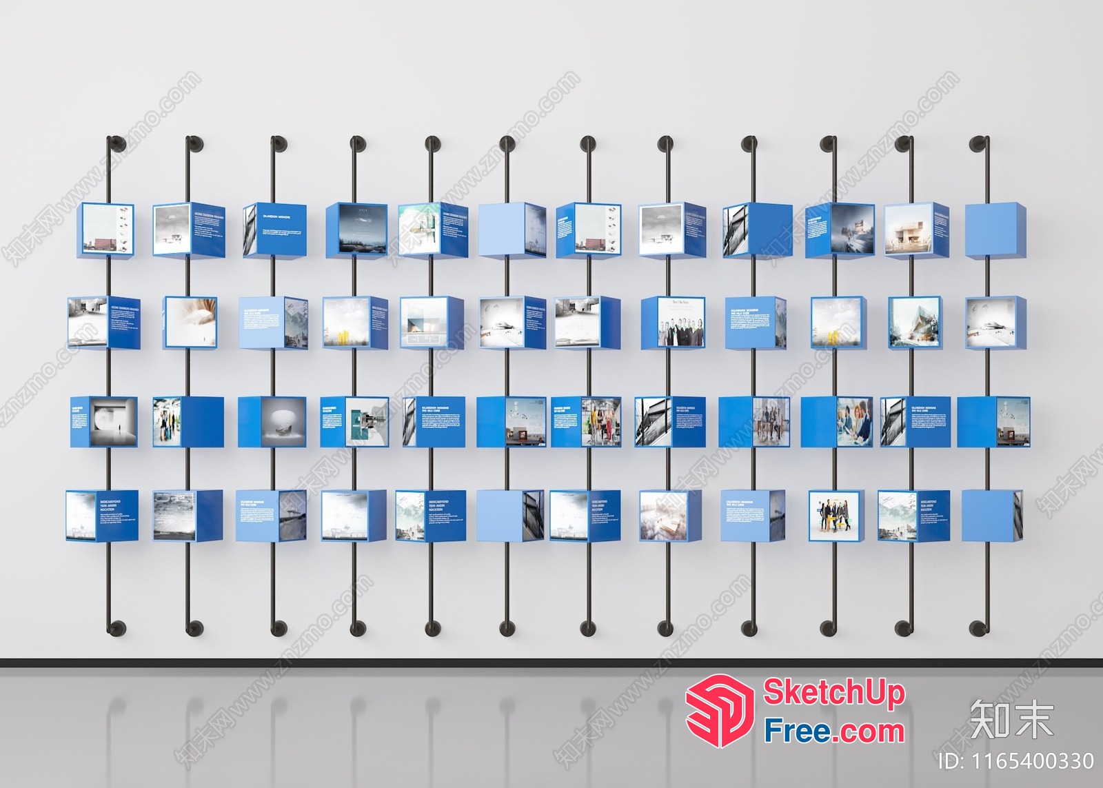 Modern Blue And White Display Wall 3D SketchUp File