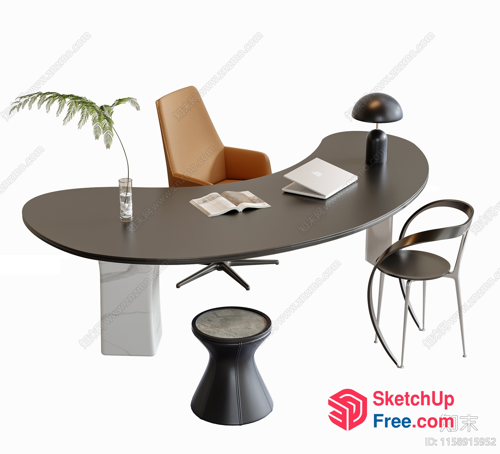 Modern Office Furniture With Elegant Desk And Comfortable Chair 3D SketchUp File