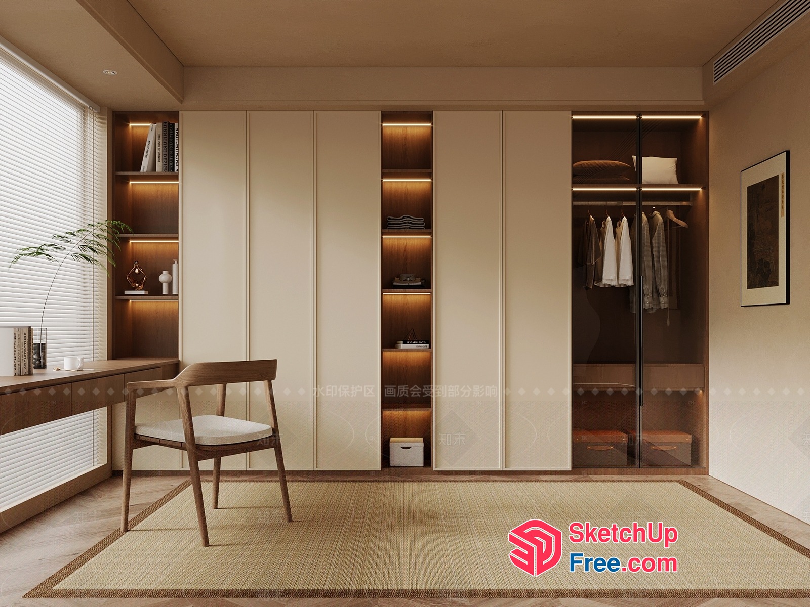 Modern Minimalist Home Office Interior Design 3D SketchUp File