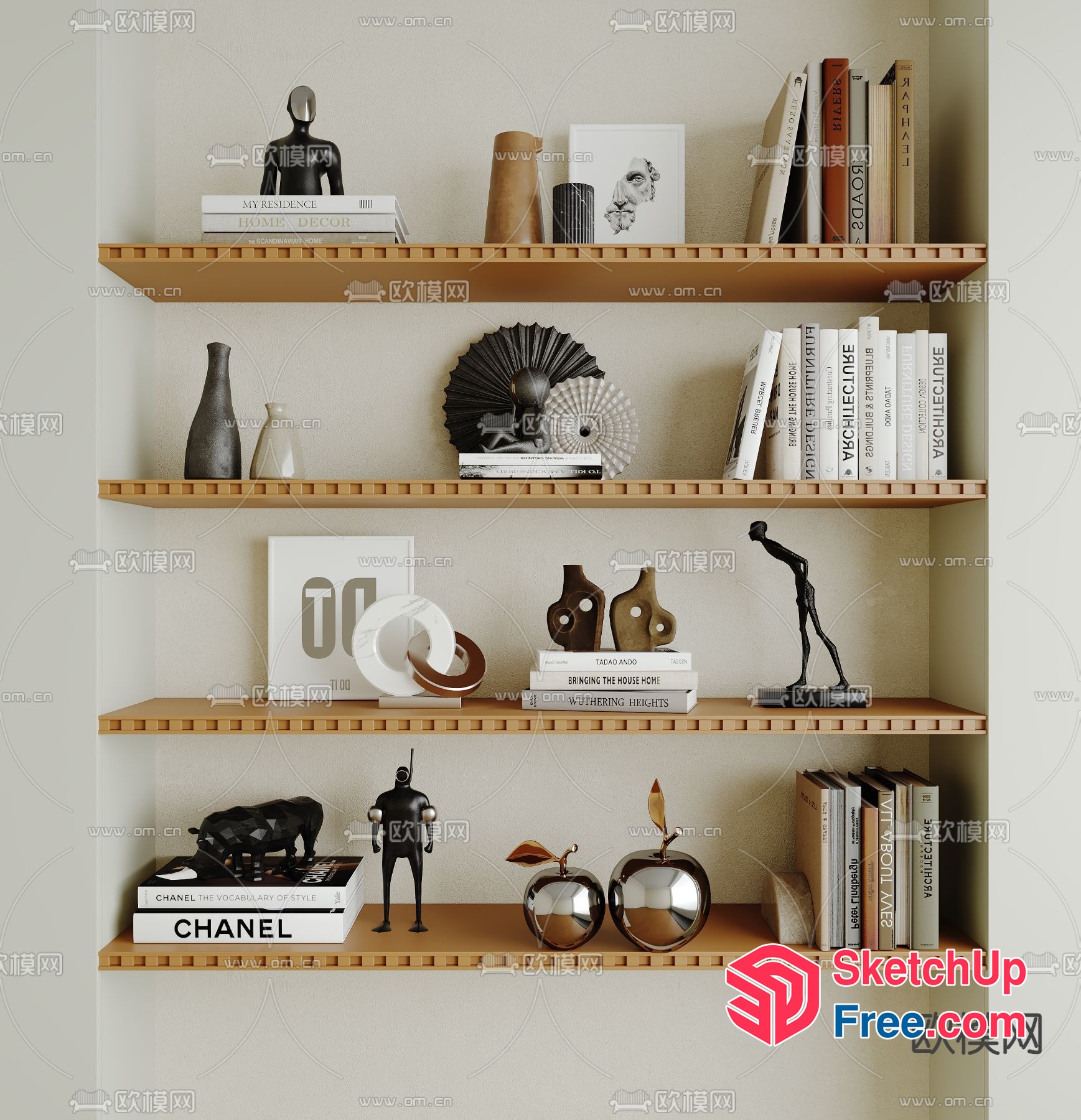 Decorative Shelf With Artistic And Modern Decor 3D SketchUp File