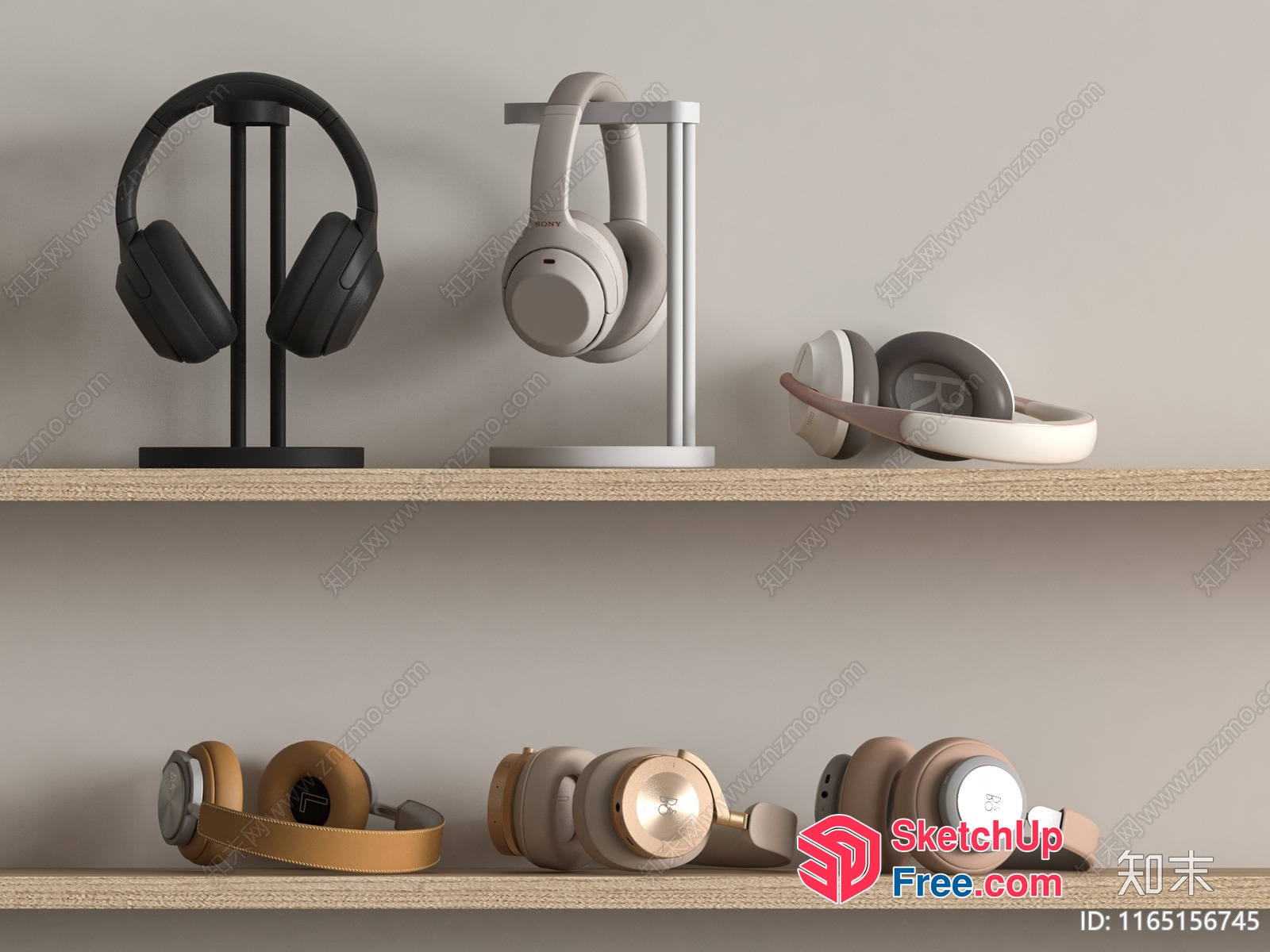 Modern Headphones On Shelves 3D SketchUp File
