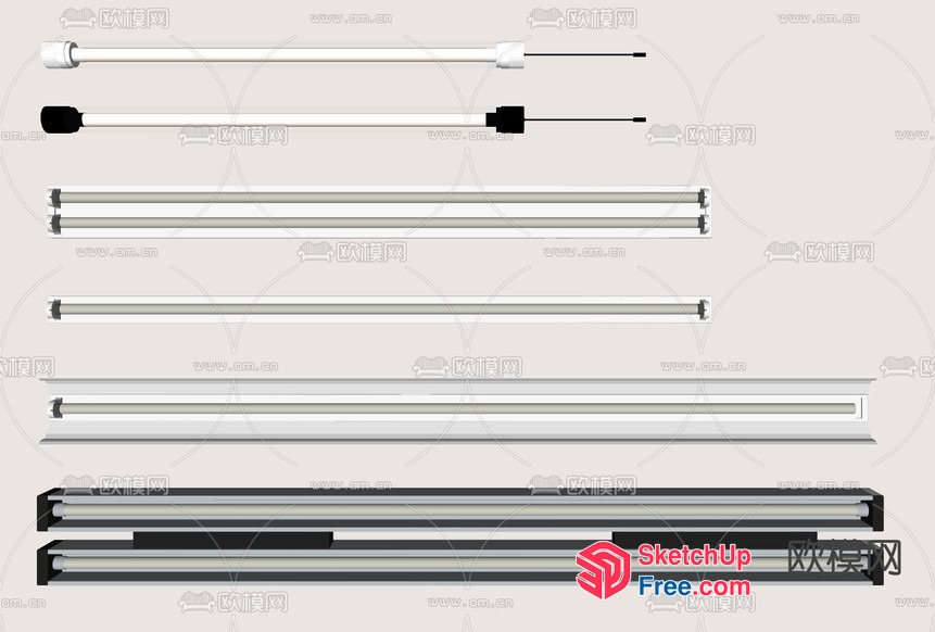 Long Linear Fluorescent Light Fixtures 3D SketchUp File