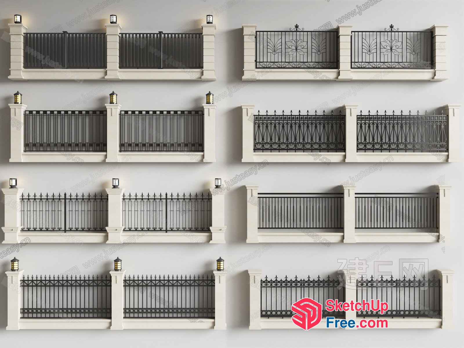 Ornate Ironwork Balcony Railings 3D SketchUp File