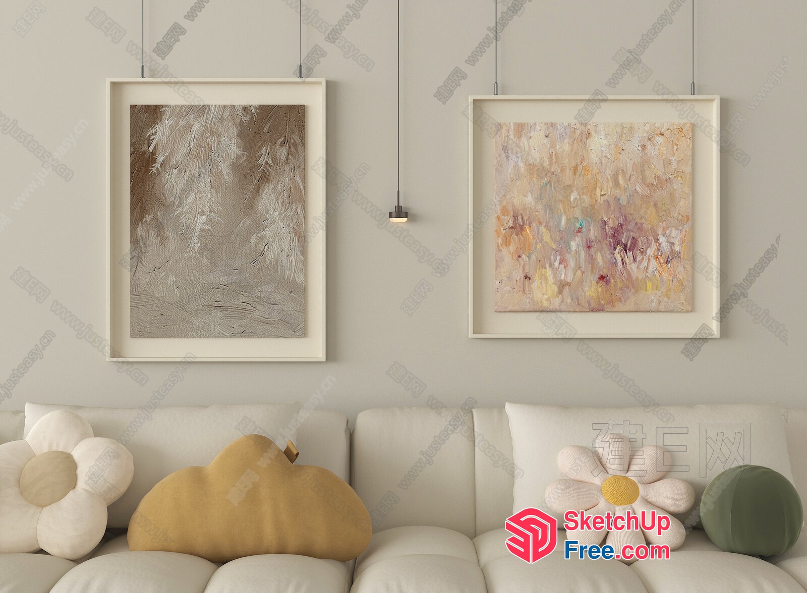 Minimalist Interior With Creamy And Neutral Color Palette 3D SketchUp File