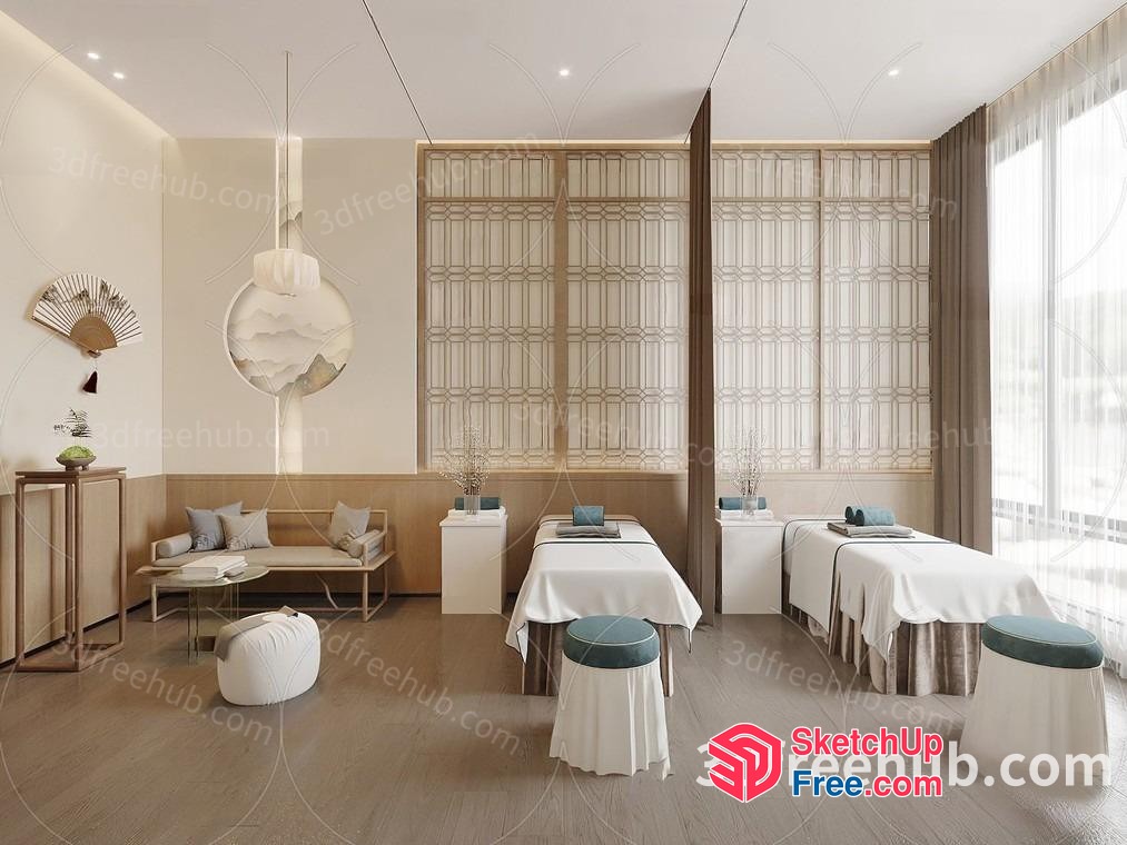 Asian Style Massage Room Interior 3D SketchUp File