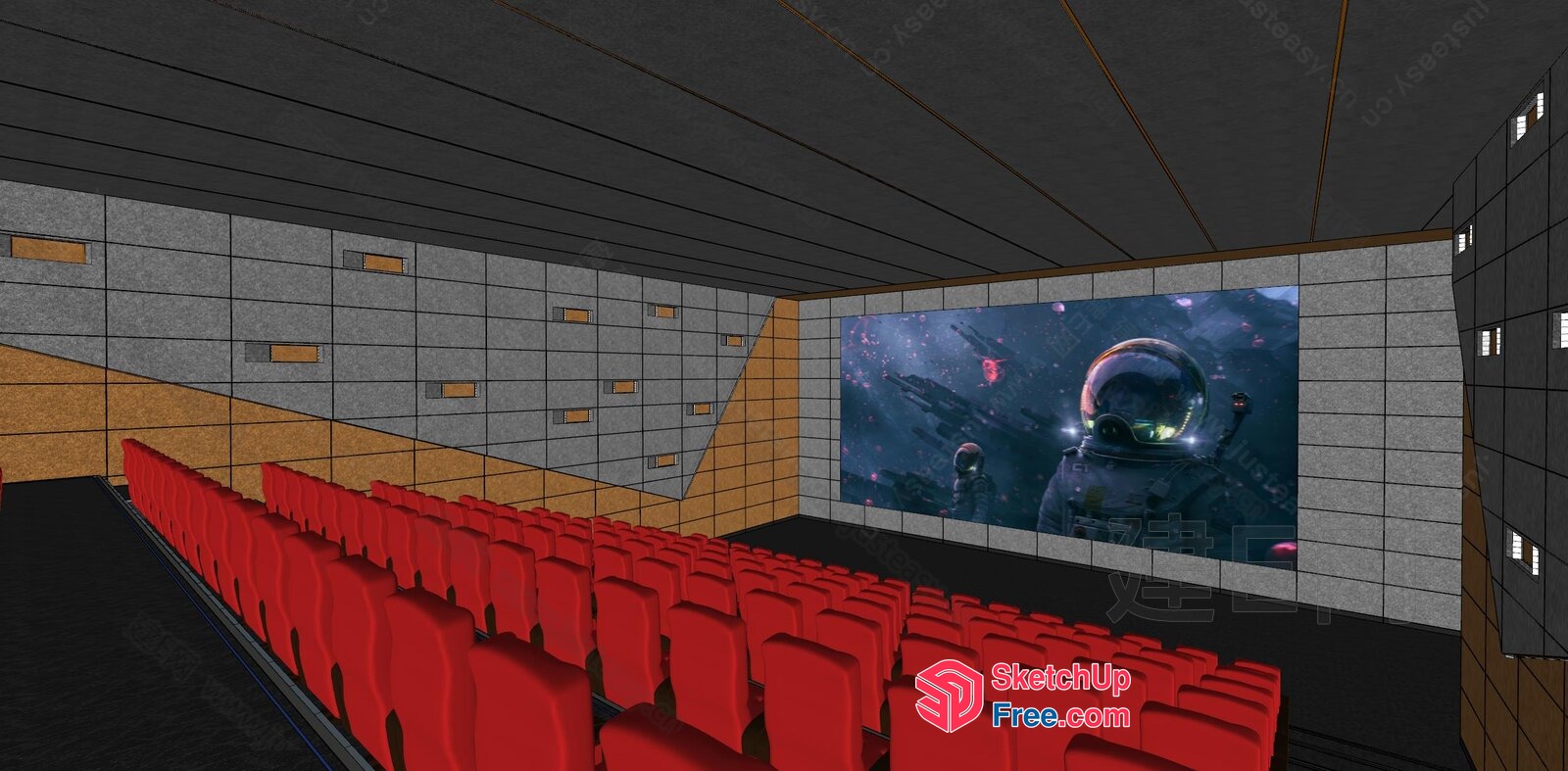 Astronaut Movie Theater Interior 3D SketchUp File