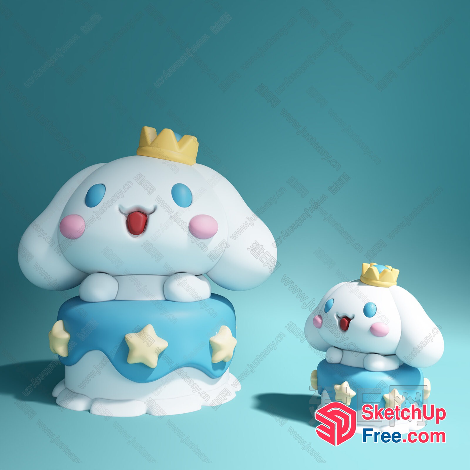 Adorable Cartoon Character With Crown On Cake 3D SketchUp File