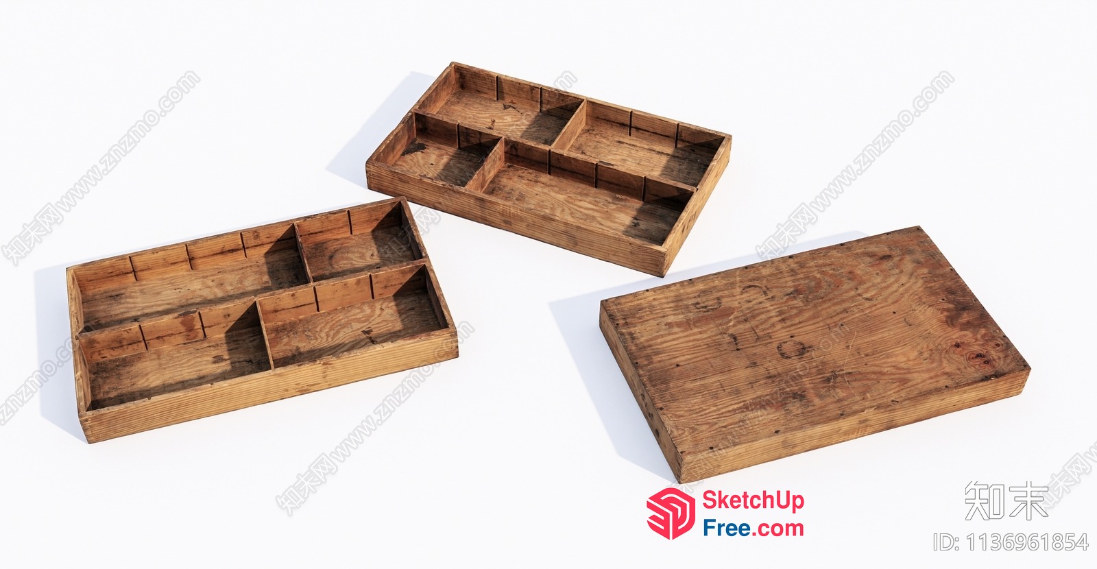 Wooden Tray With Dividers 3D SketchUp File