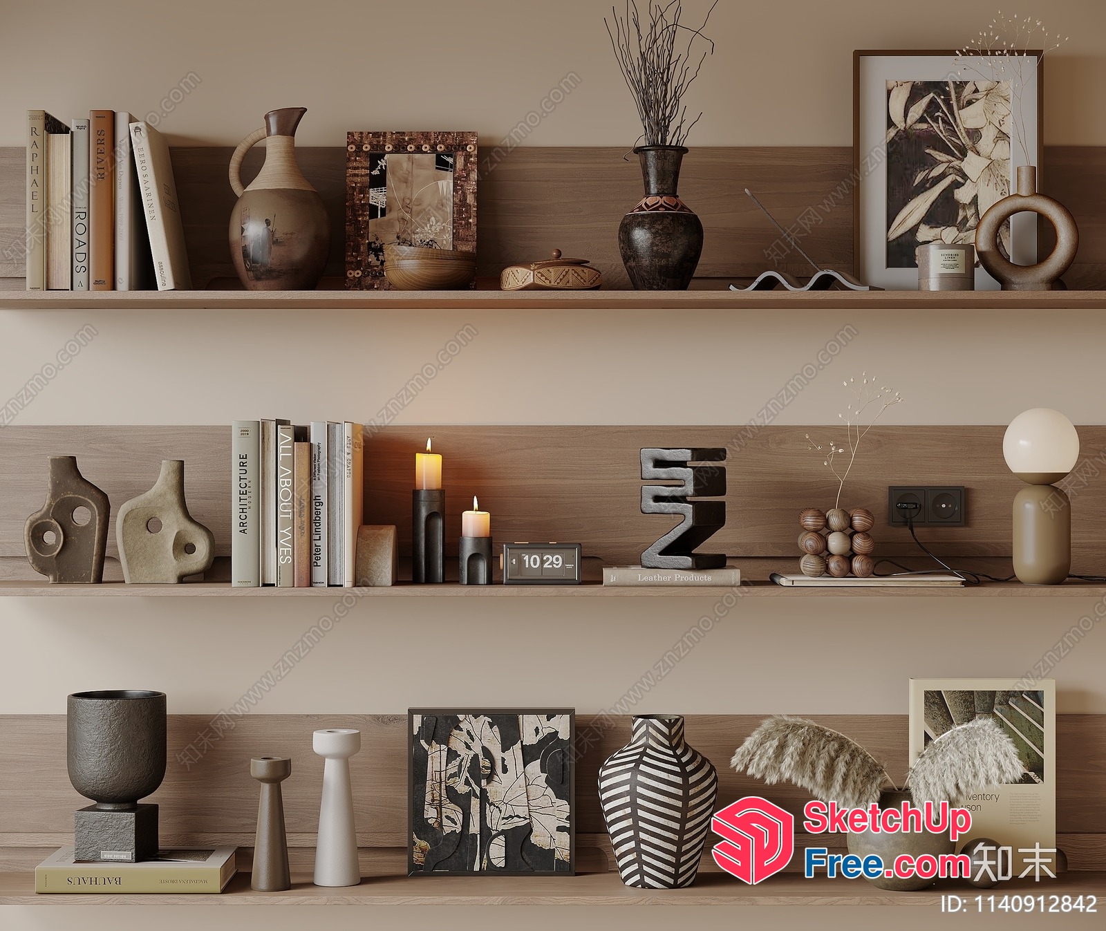 Modern Minimalist Shelf Decor With Various Decorative Items 3D SketchUp File