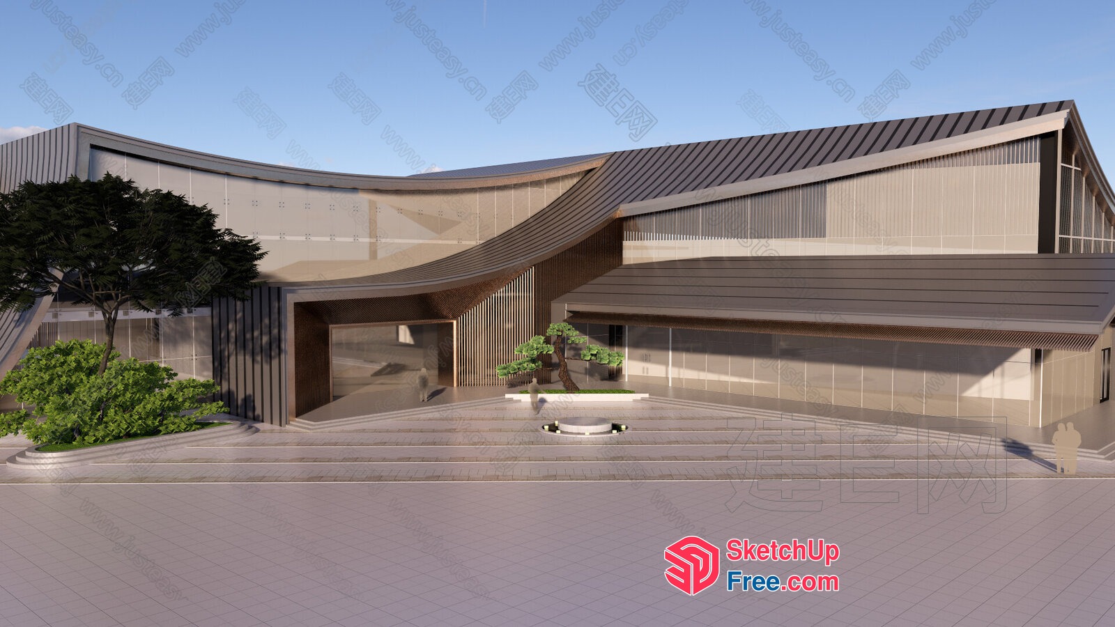 Contemporary Asian-Inspired Exterior Design 3D SketchUp File