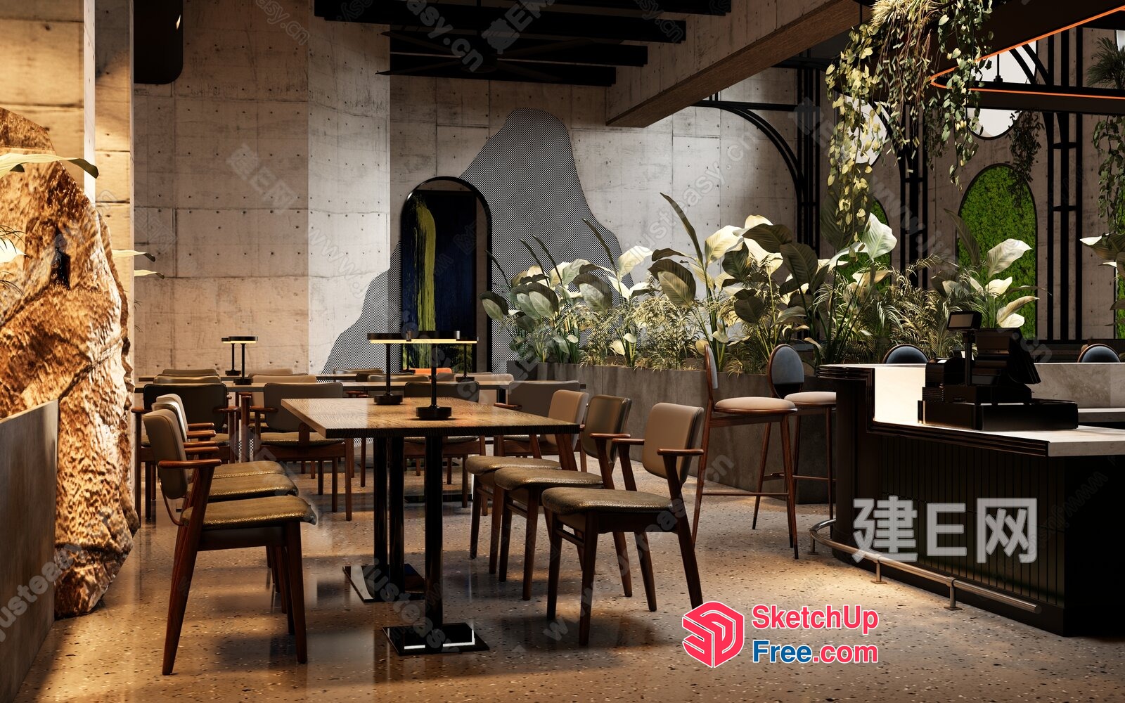 Modern Minimalist Restaurant Interior 3D SketchUp File