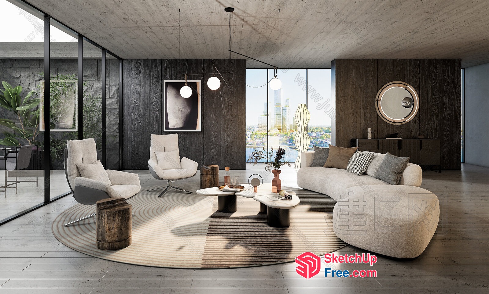 Modern Living Room With Sleek Furniture And Natural Light 3D SketchUp File