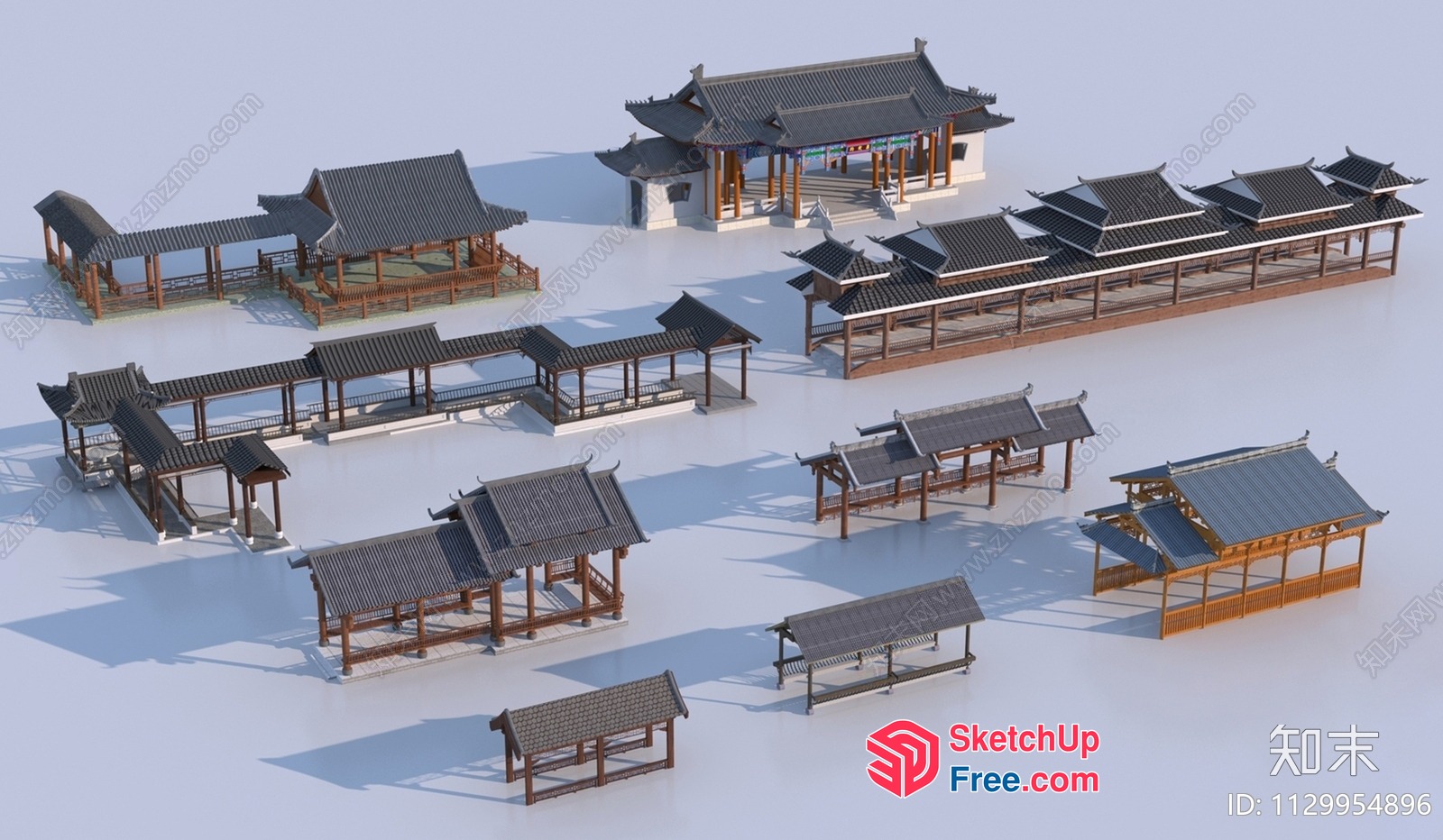 Traditional Chinese Architecture With Multiple Roofs And Pavilions 3D SketchUp File