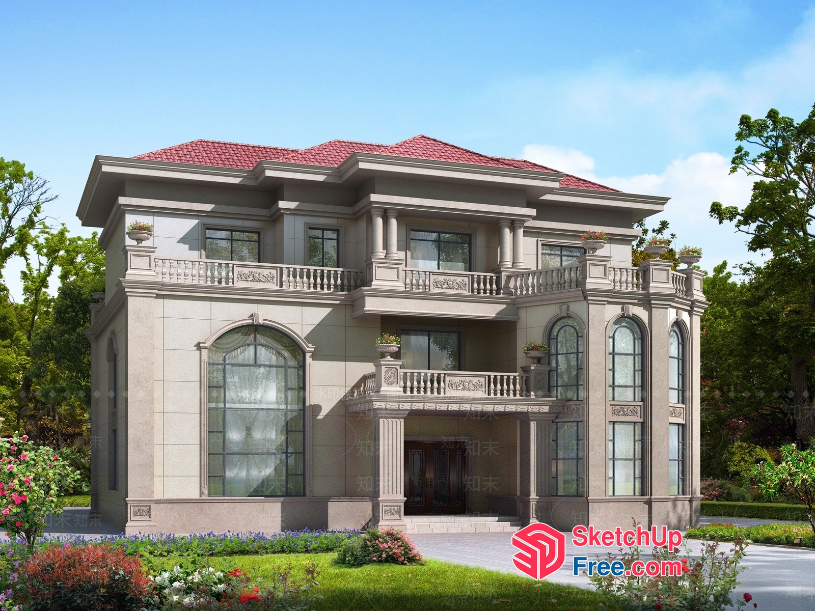 Classic European Style Villa Exterior 3D SketchUp File