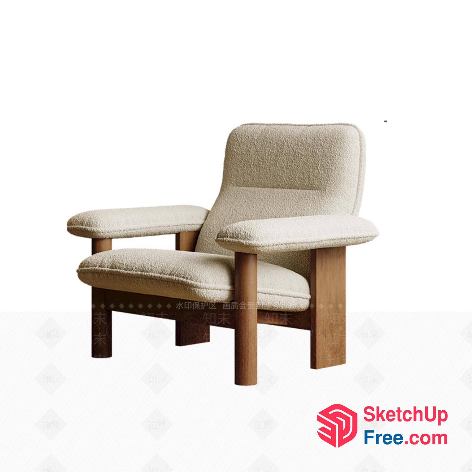 Minimalist Creamy Style Armchair 3D SketchUp File
