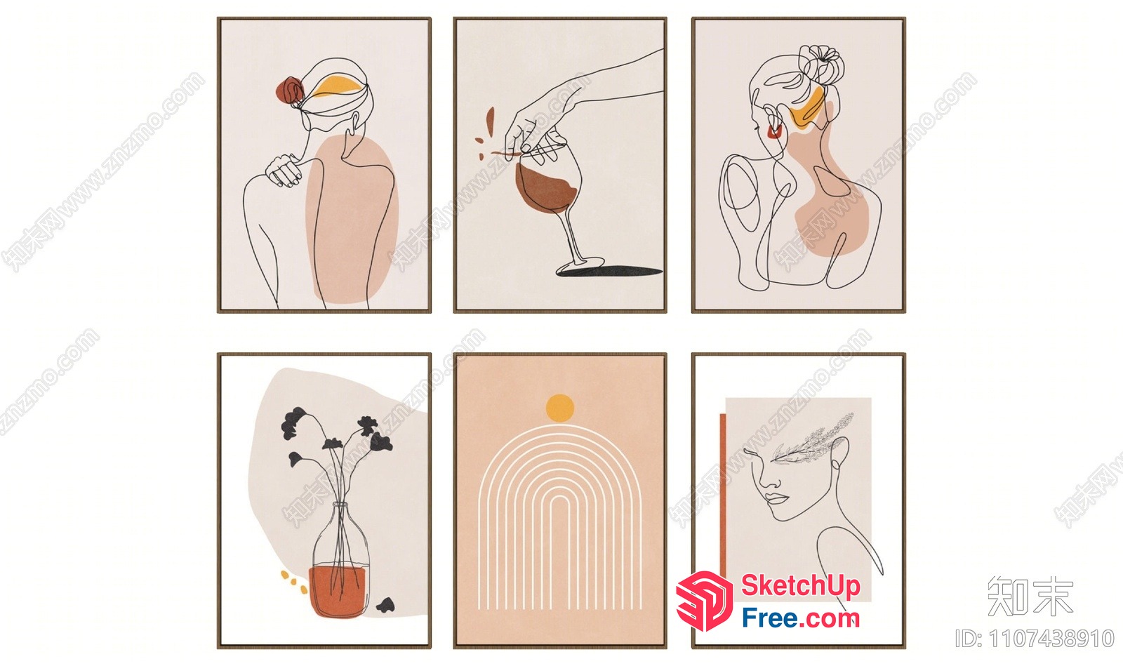 Minimalist Line Art Posters 3D SketchUp File