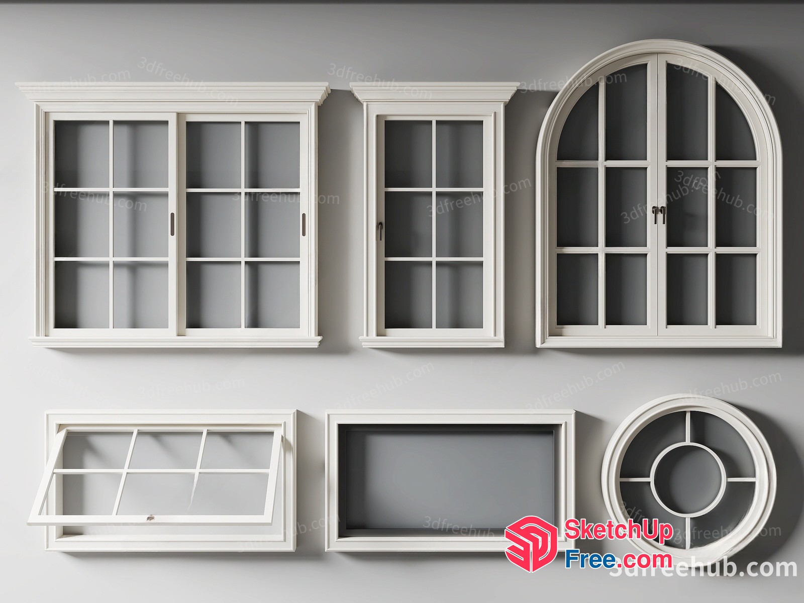 White Window Frames And Doors Collection 3D SketchUp File