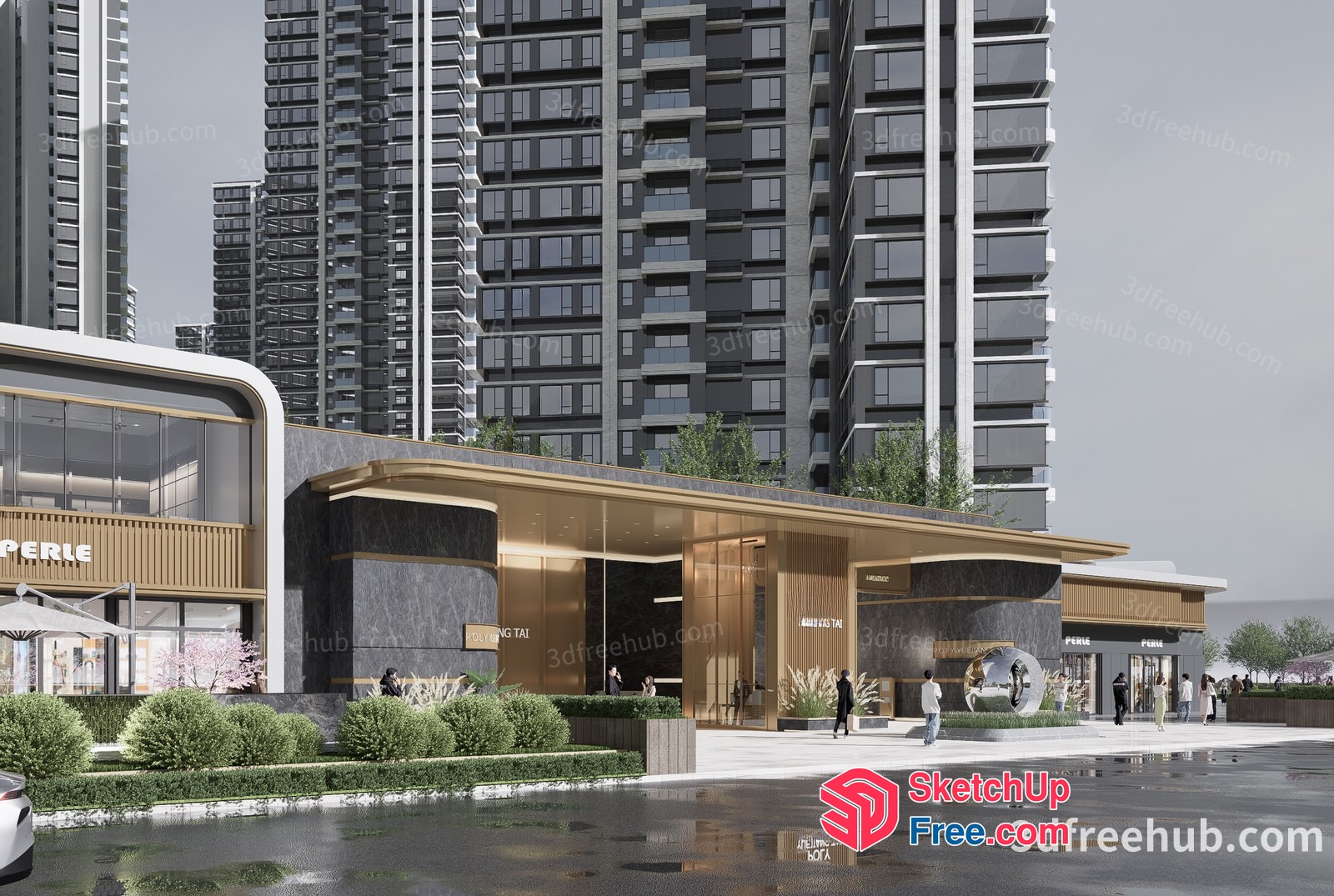 Modern Commercial Street Exterior 3D SketchUp File