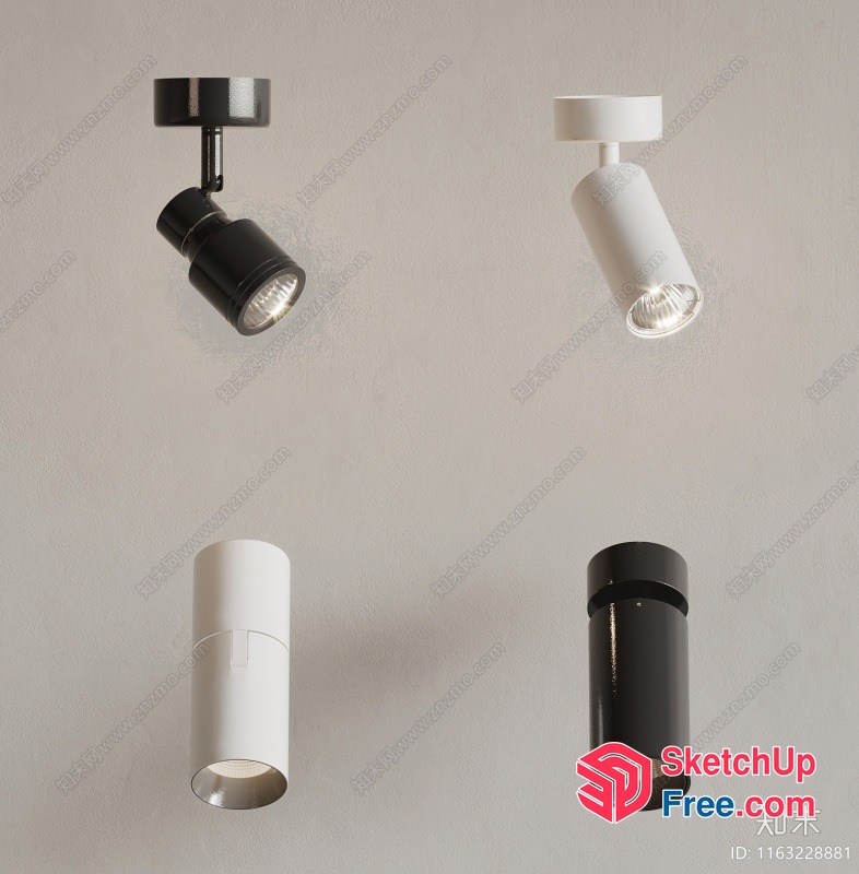 Modern Ceiling Light Fixtures In Black And White 3D SketchUp File
