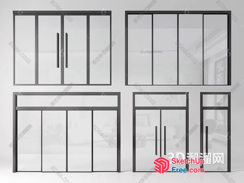 Modern Glass Door And Window Set 3D SketchUp File