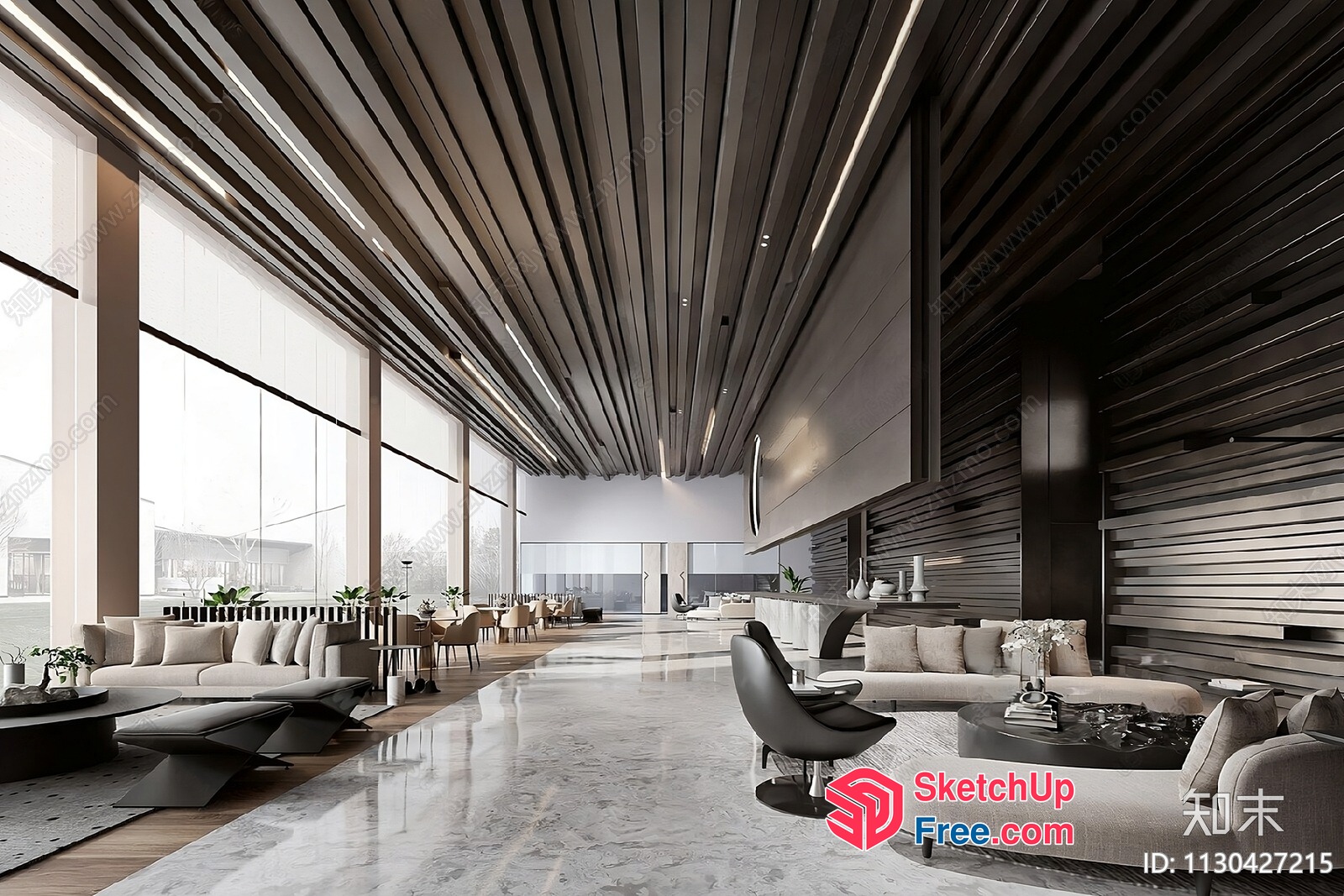 Modern Interior Design With Large Windows And Sleek Furniture 3D SketchUp File