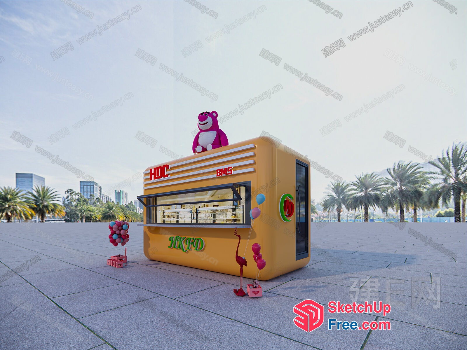 Vibrant Food Truck Scene 3D SketchUp File
