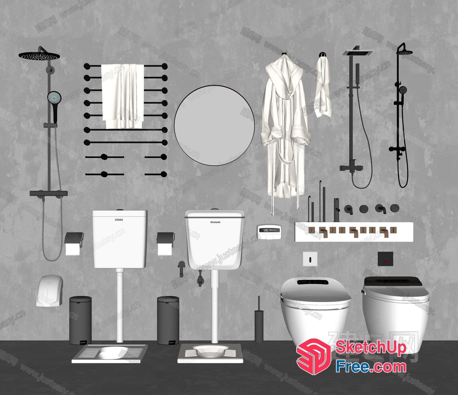 Modern Bathroom Decor With White And Black Accents 3D SketchUp File