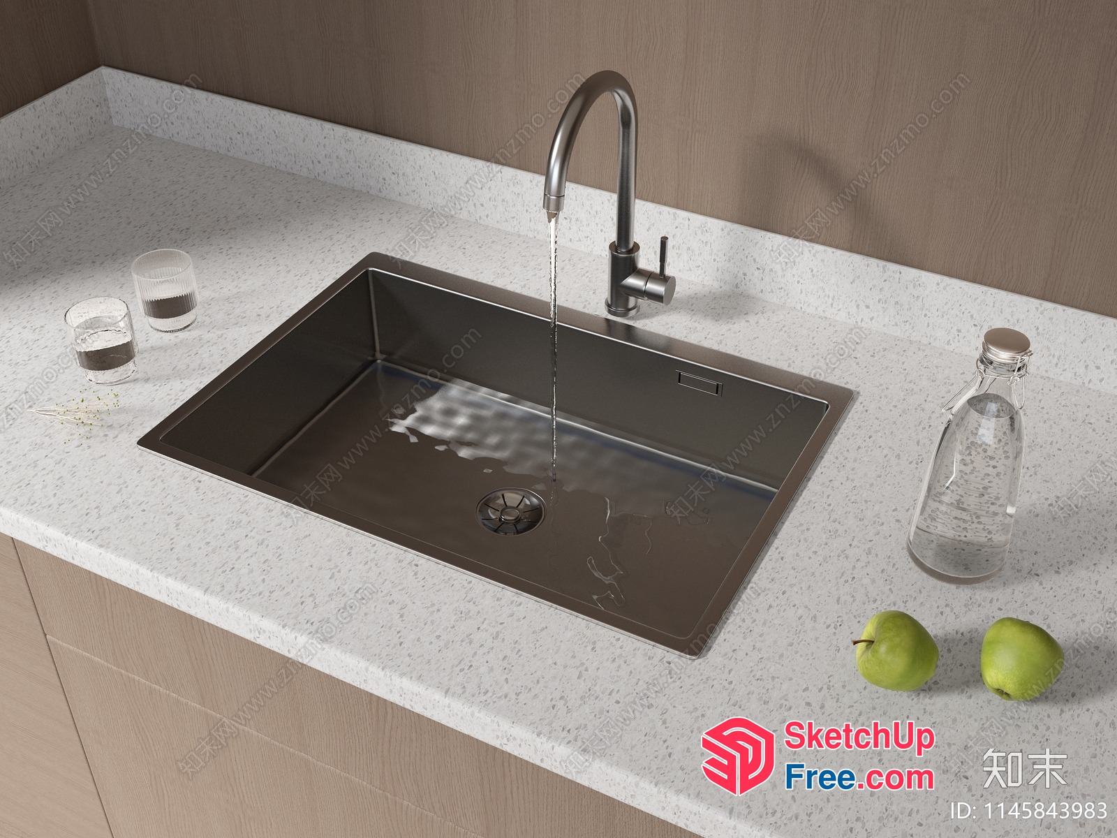 Modern Kitchen Sink And Faucet 3D SketchUp File