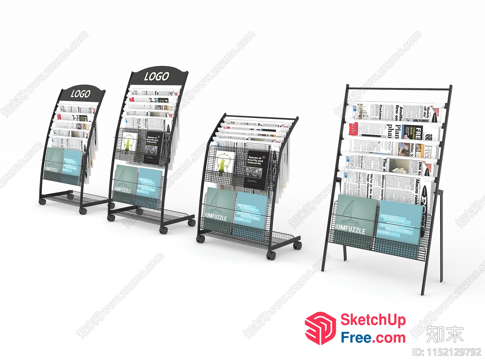 Magazine Rack With Wheels And Adjustable Shelves 3D SketchUp File