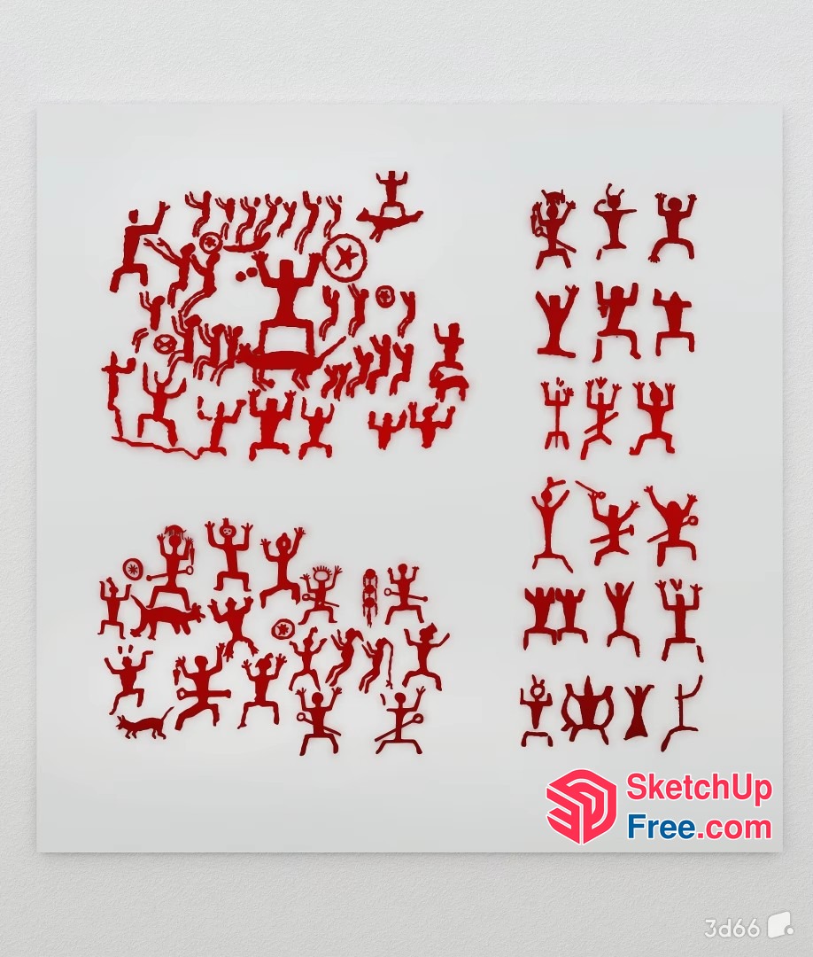 Abstract Red Silhouettes Of People And Animals 3D SketchUp File