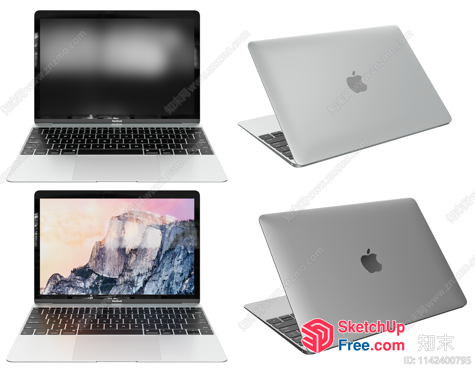 Silver Apple Laptop With Black Keyboard 3D SketchUp File