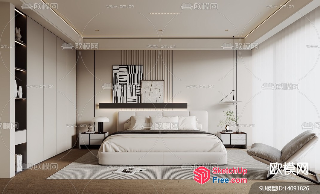 Elegant And Modern Bedroom Interior Design 3D SketchUp File