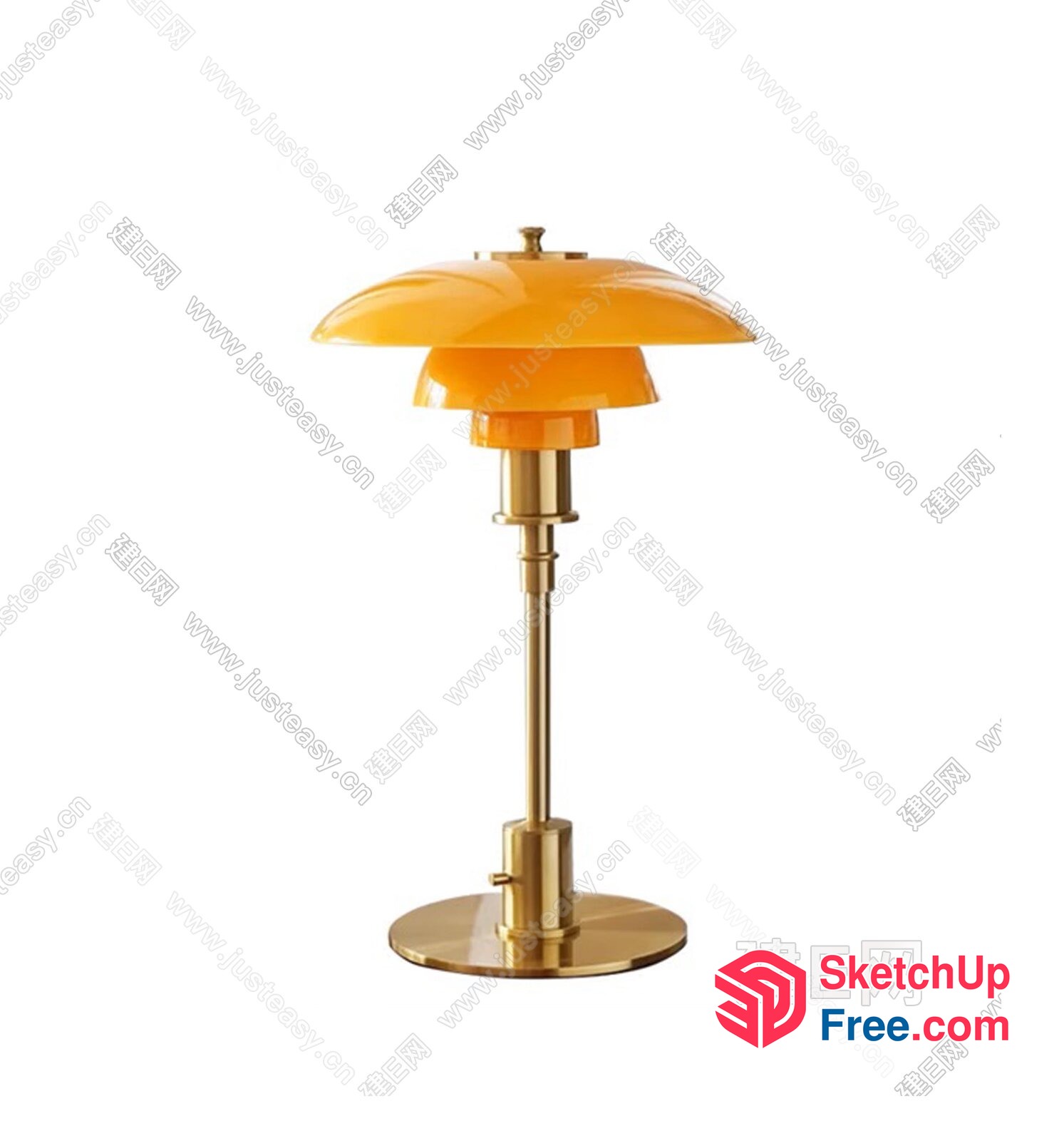 Table Lamp With Yellow Shade And Gold Base 3D SketchUp File
