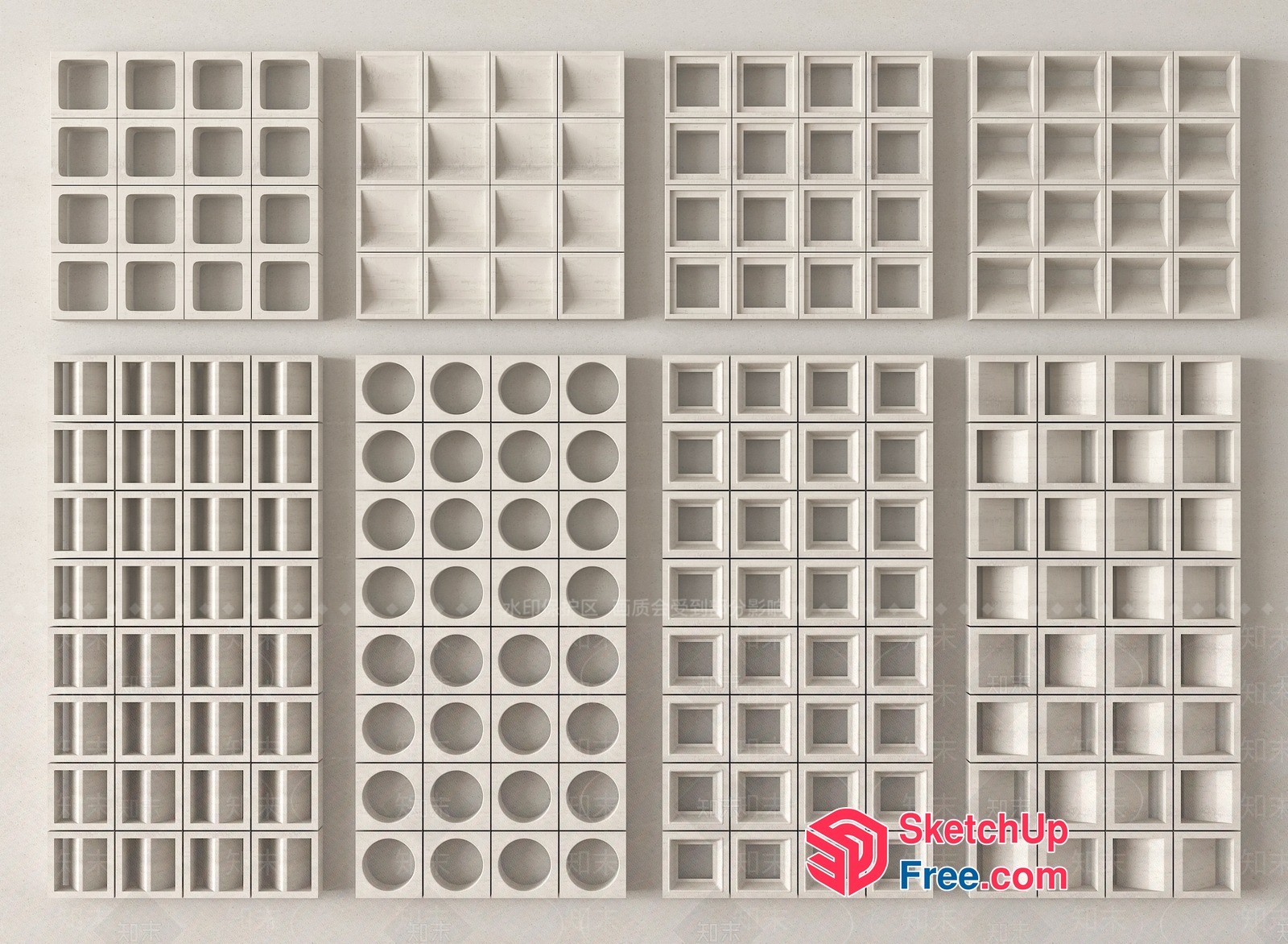 White Wall Shelves With Various Designs 3D SketchUp File