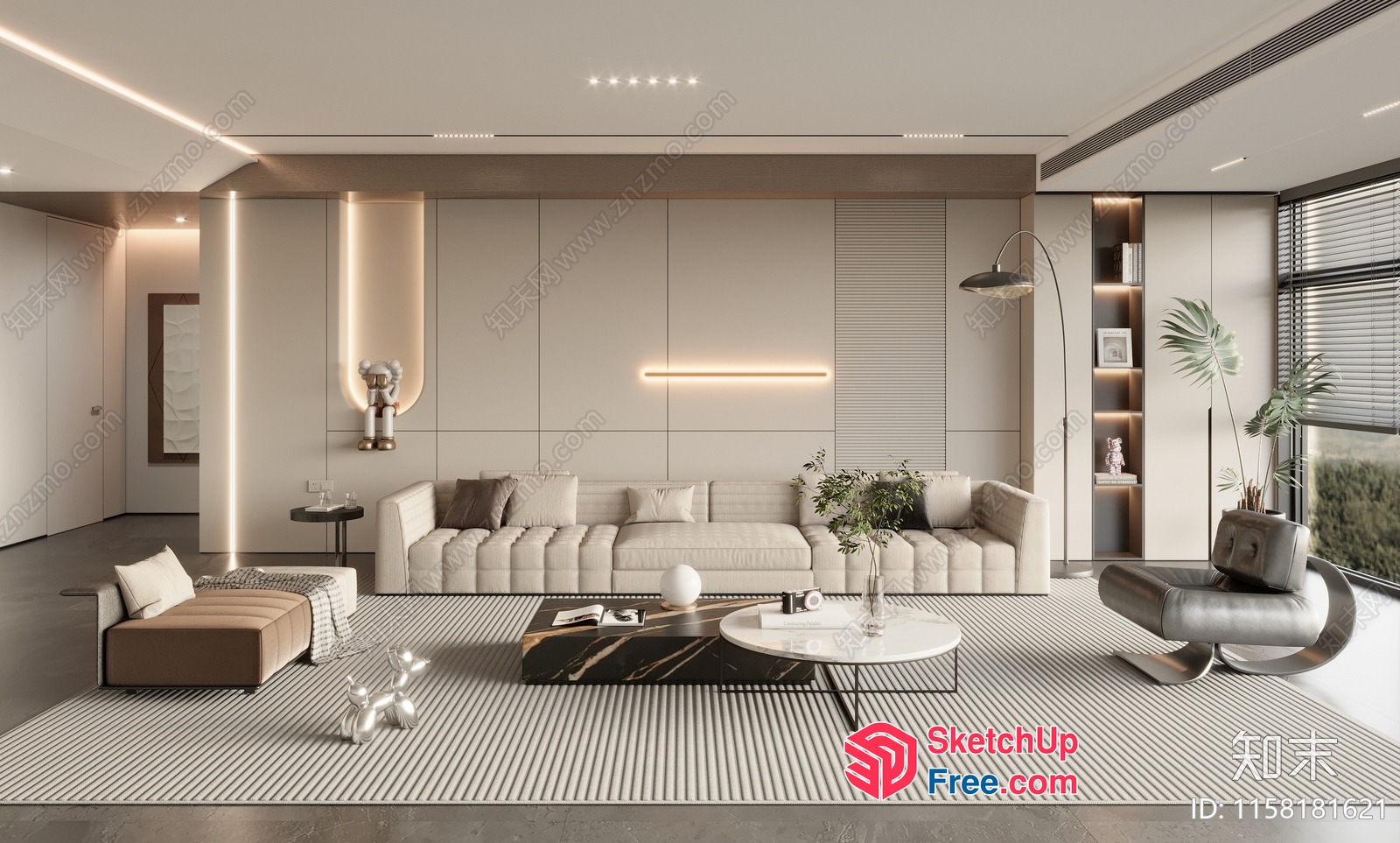 Modern Minimalist Living Room Interior Design 3D SketchUp File