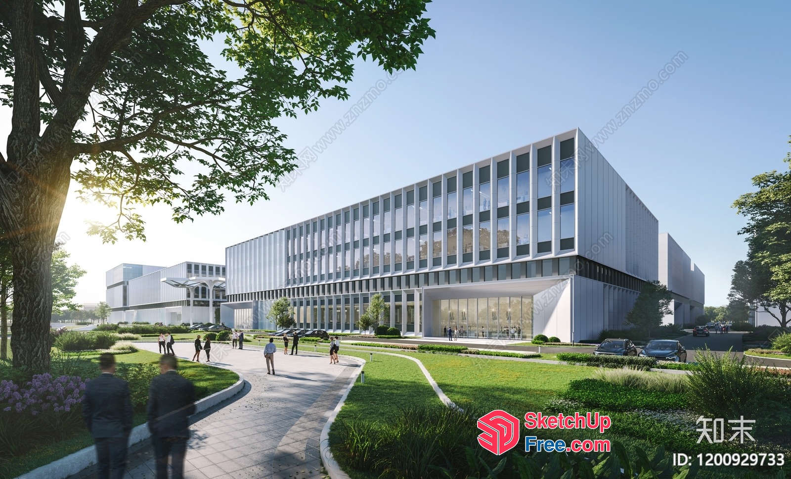 Modern Office Building Exterior With Glass Curtain Wall 3D SketchUp File
