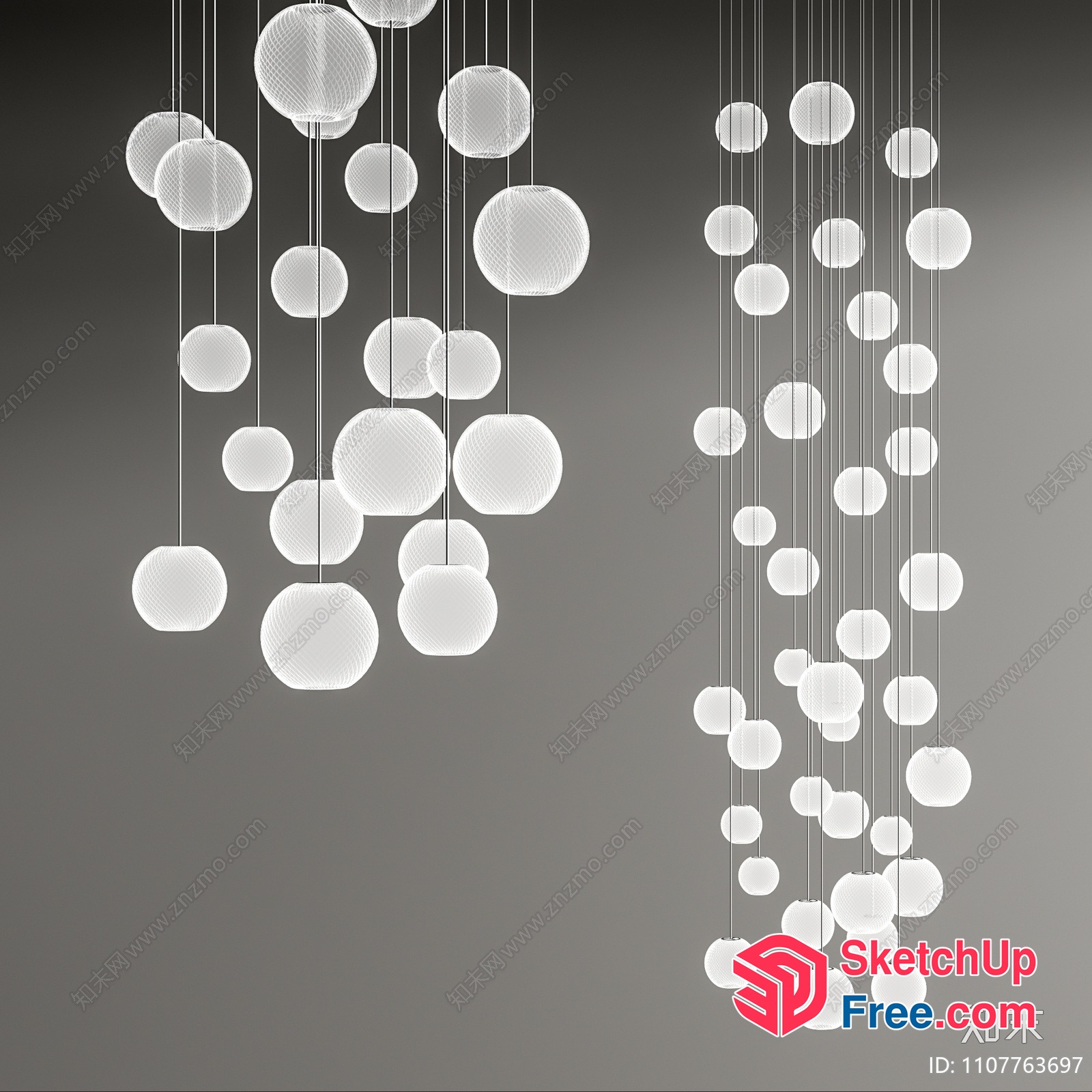 Elegant White Hanging Light Fixtures 3D SketchUp File