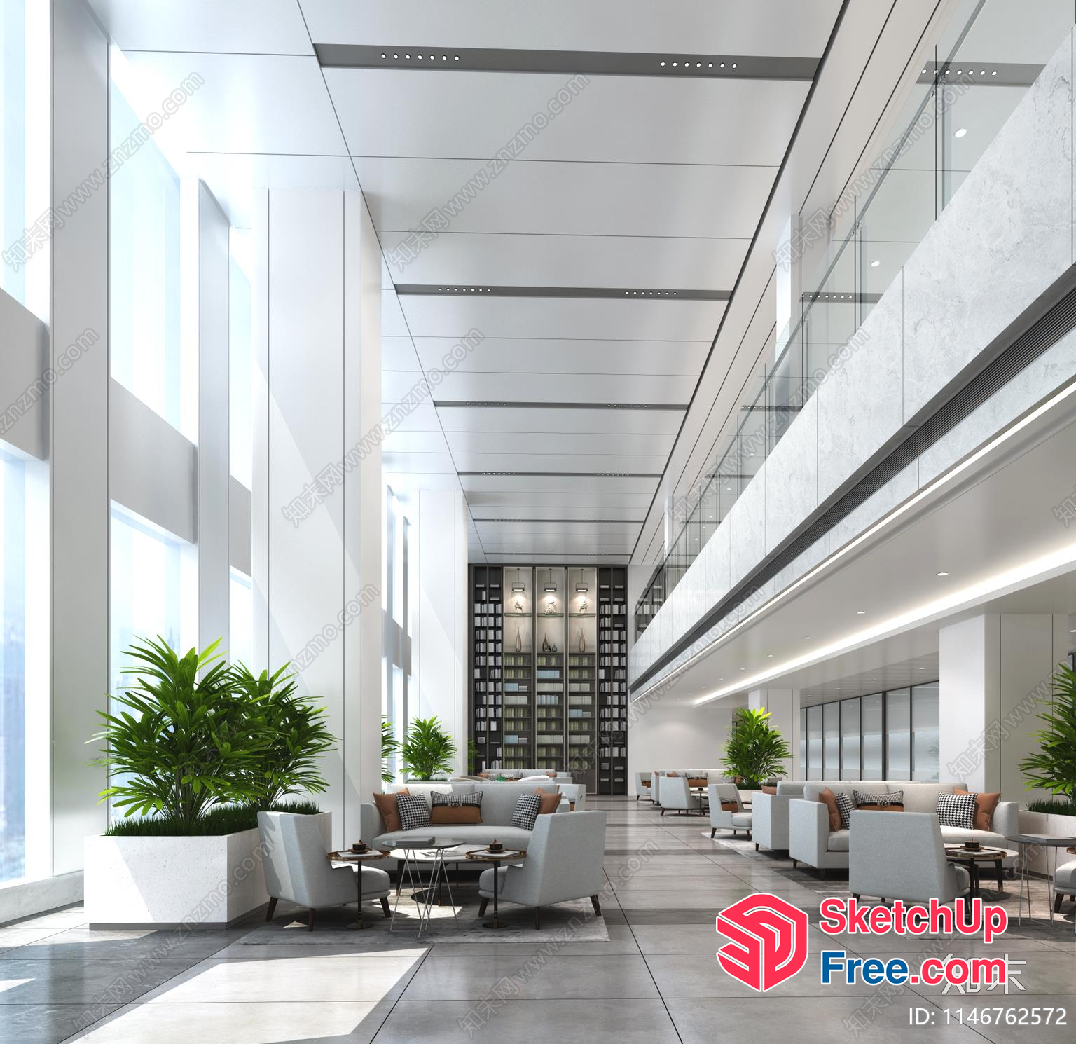 Modern Office Building Interior 3D SketchUp File
