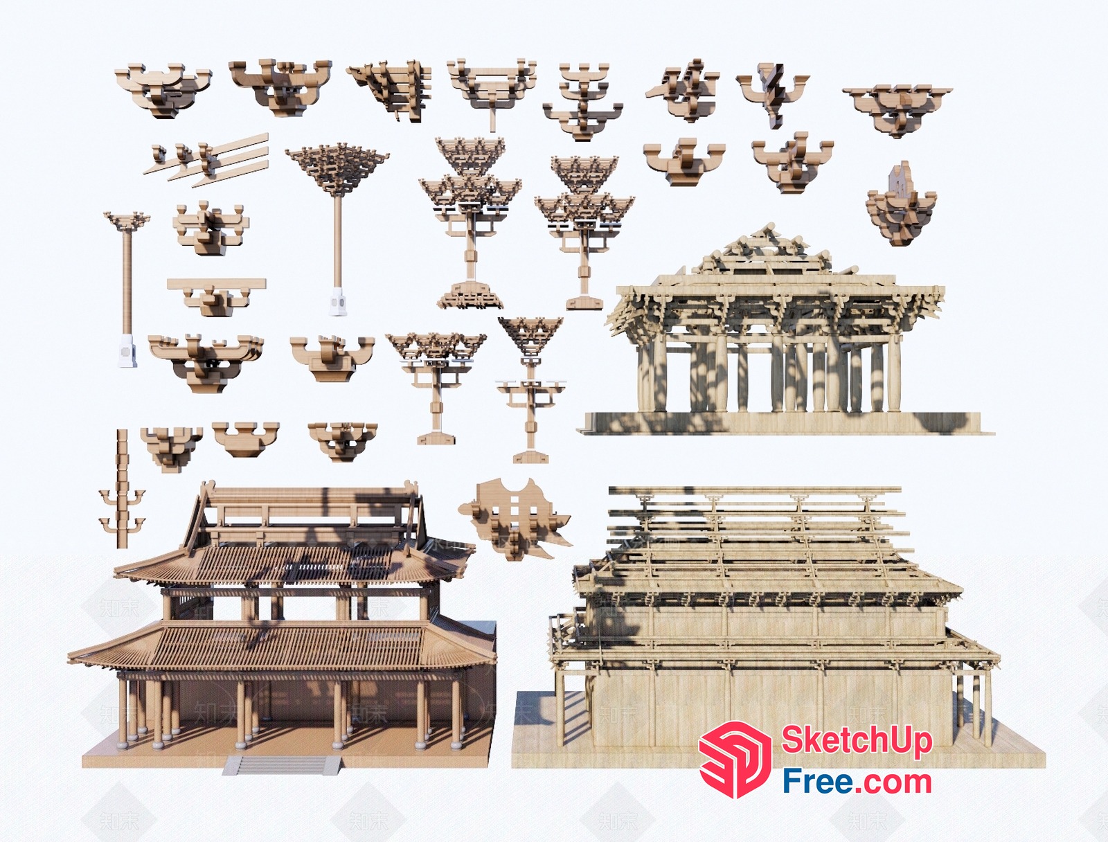 Asian-Inspired Architectural Models 3D SketchUp File