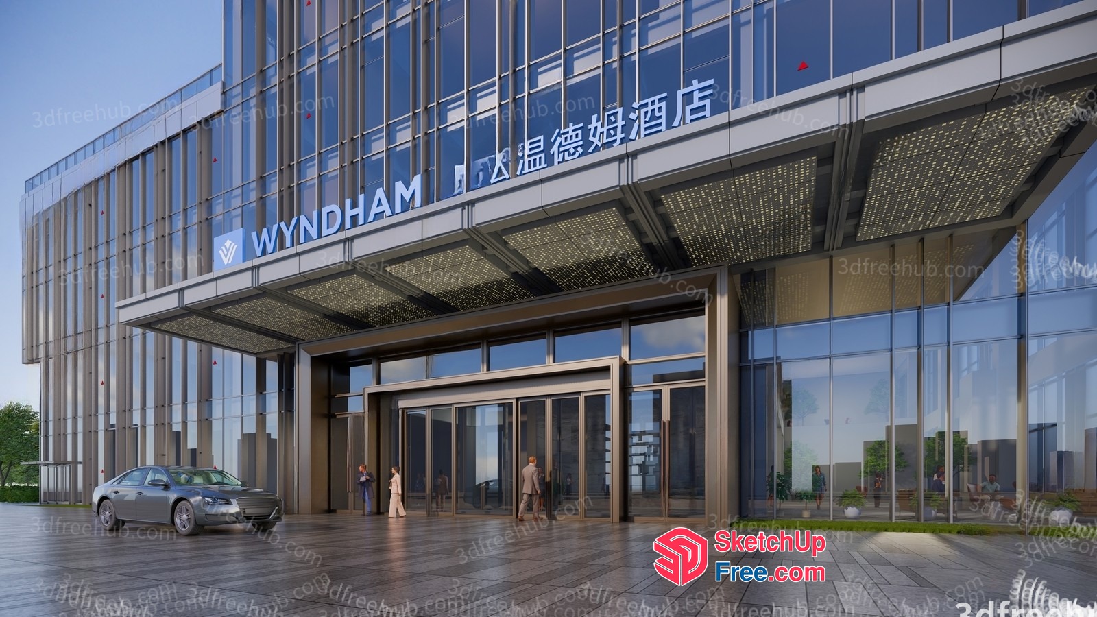 Wyndham Hotel Entrance 3D SketchUp File