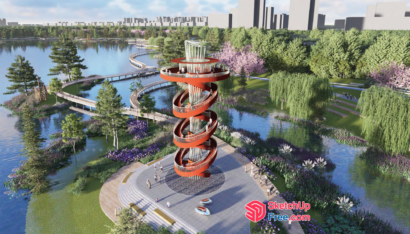 Spiral Staircase Park Landmark 3D SketchUp File
