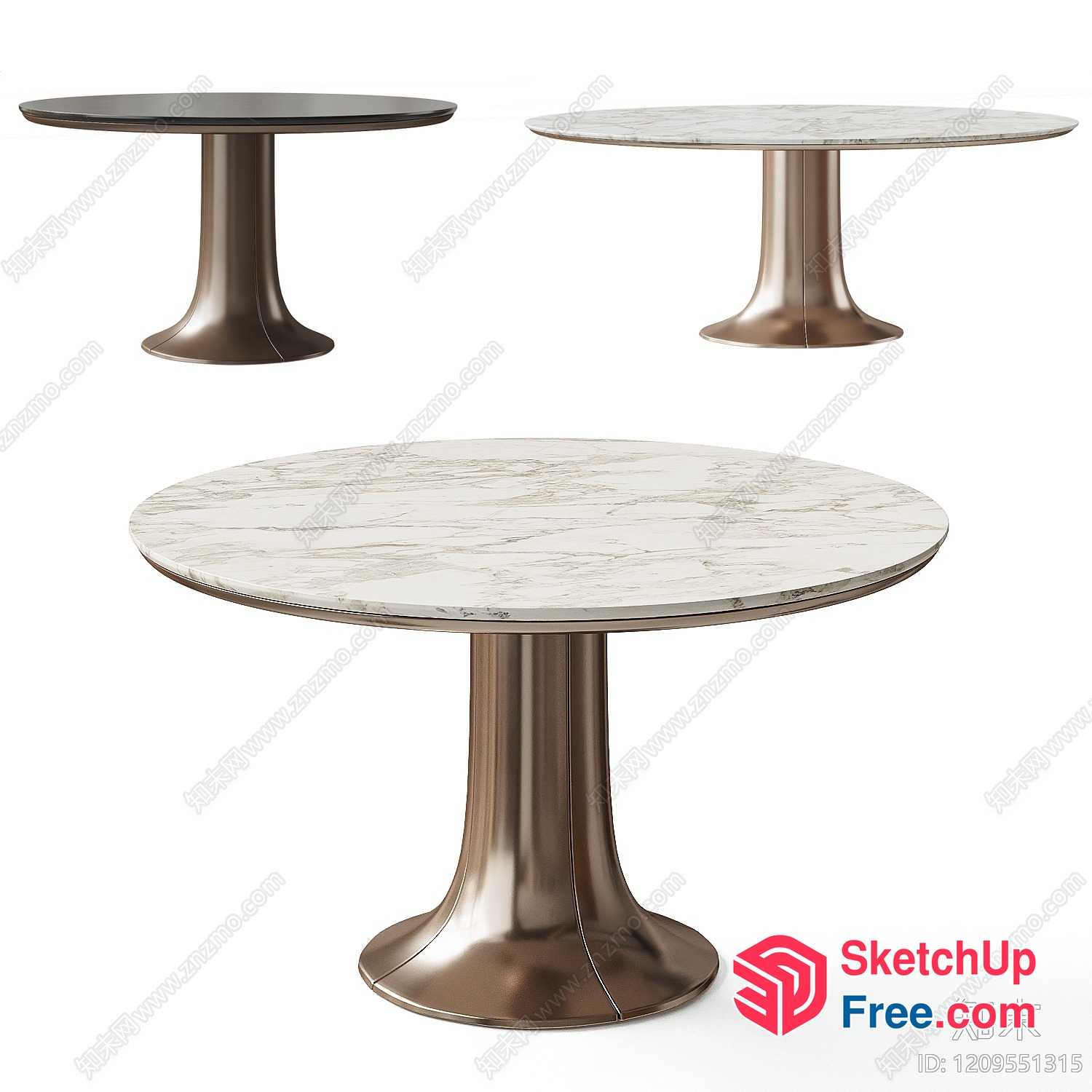 Marble-Top Round Tables In Neutral Tones 3D SketchUp File
