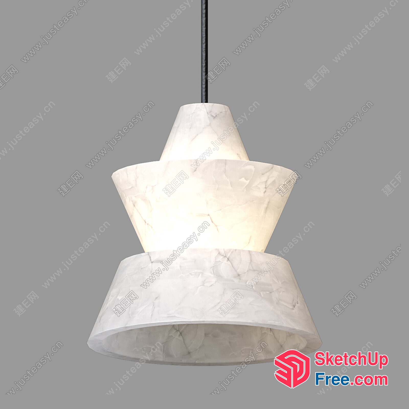 Marble-Inspired Tiered Lighting Fixture 3D SketchUp File