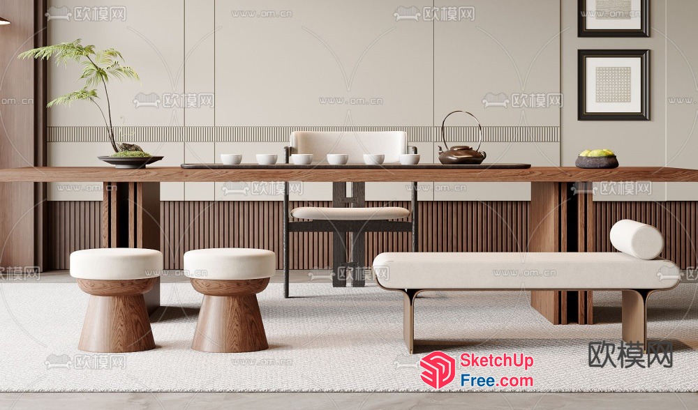 Elegant Minimalist Japanese-Style Interior Design 3D SketchUp File